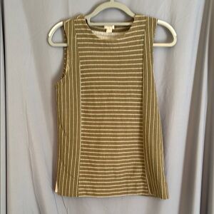 J Crew Striped Olive Sleeveless Top, Sz XS